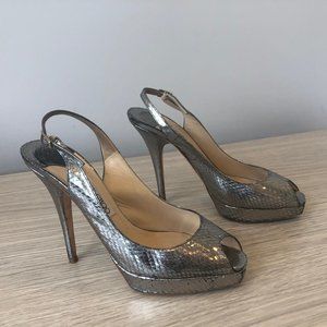 Jimmy Choo Watersnake Silver Sandal
